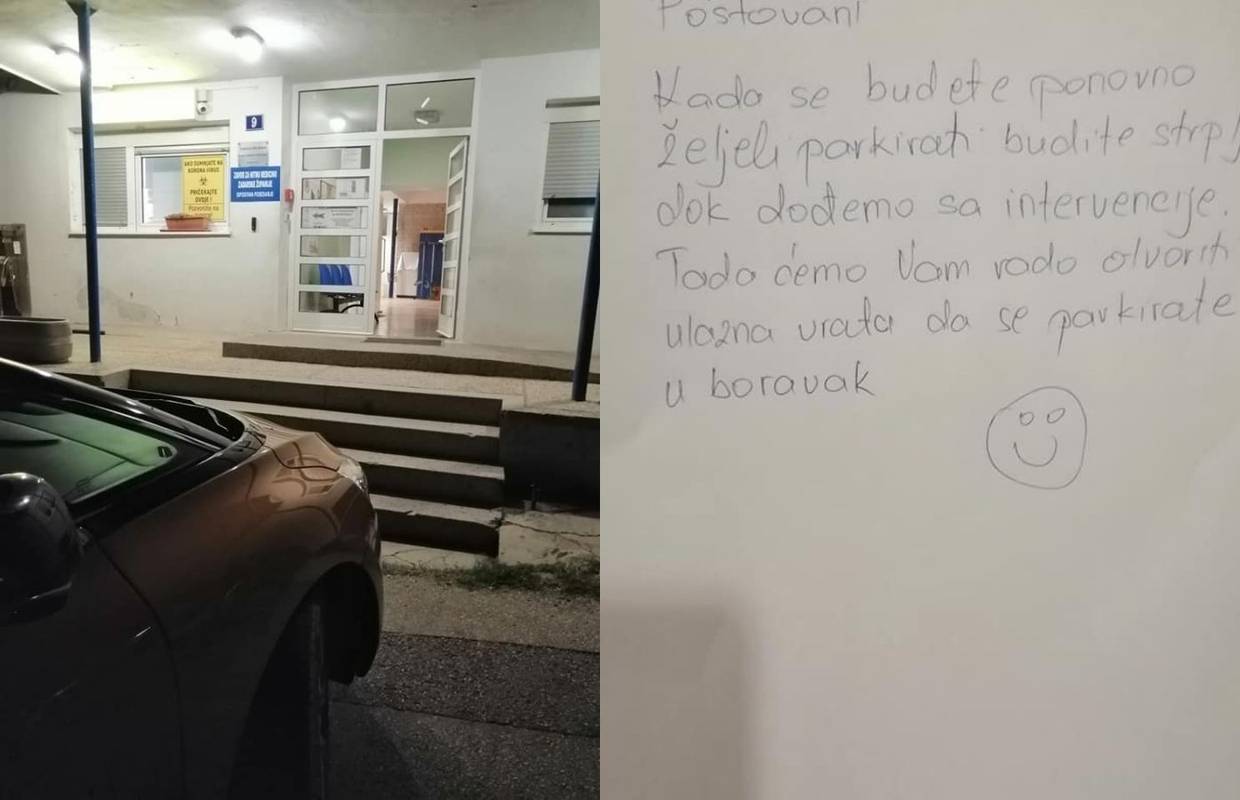 Dalmacija: Blokirao ulaz u Hitnu pa mu ostavili poruku 'Pa što se ne parkirate u dnevni boravak?'