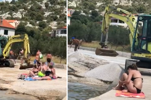 A je to?! Turisti se sunčali, a on krenuo bagerom 'ravnati' plažu