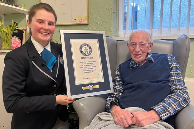 Tinniswood, GWR world's oldest living man, poses in Southport