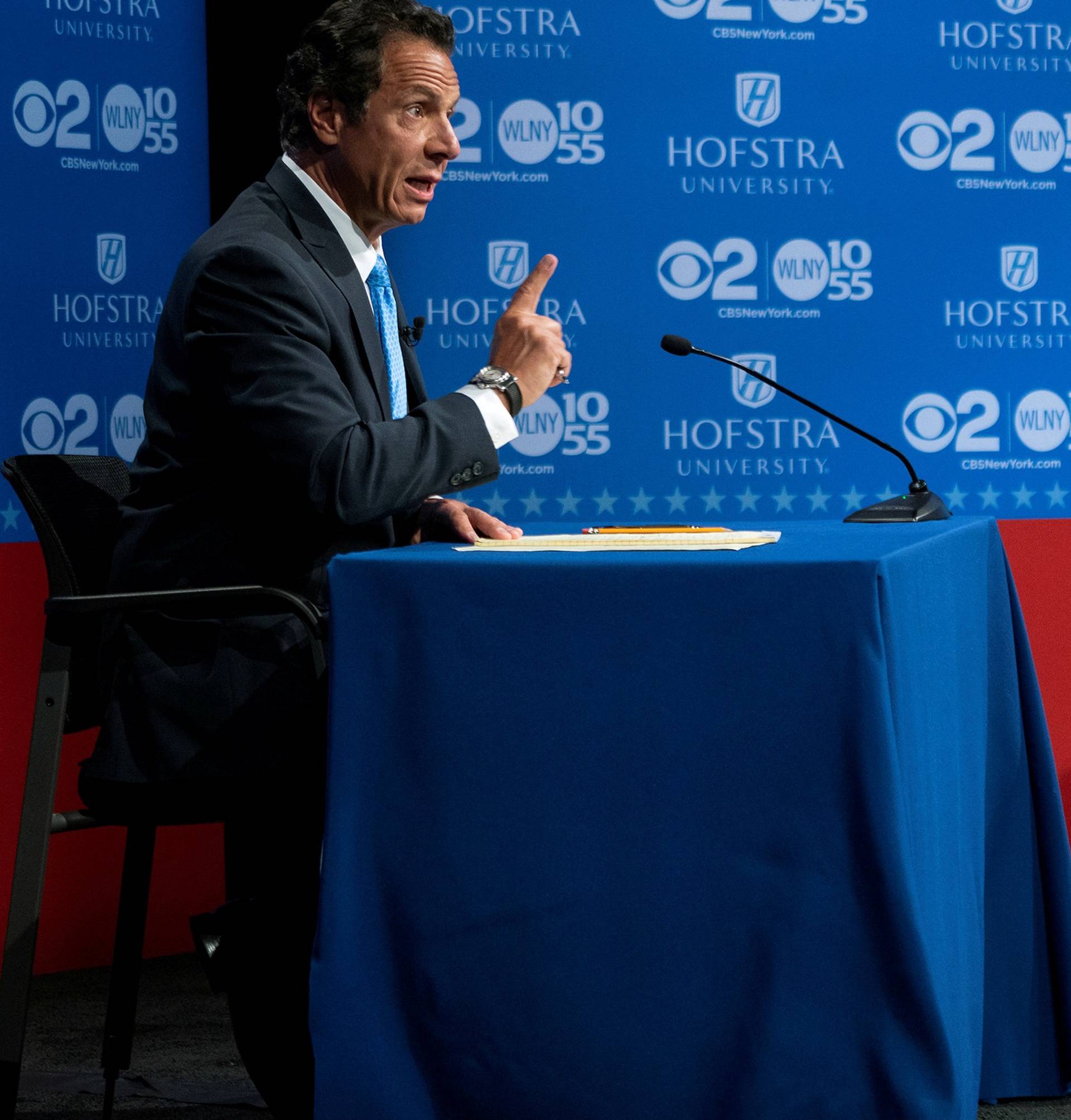 FILE PHOTO: Governor Cuomo speaks at the Democratic gubernatorial primary debate with Nixon at Hofstra University in Hempstead
