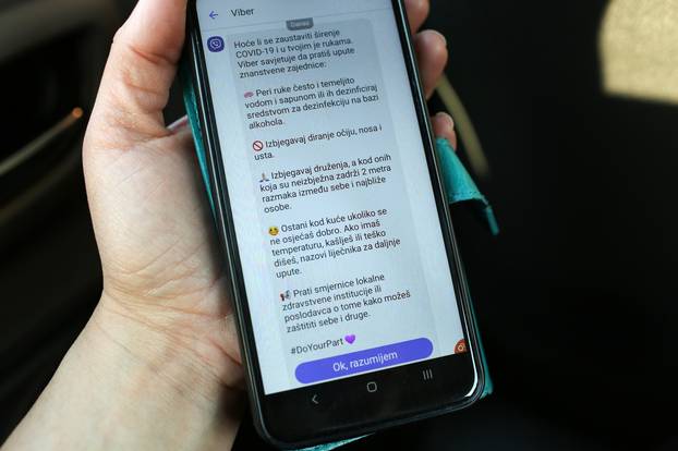 Viber porukom upozorio korisnike na ponašanje kako bi se spriječilo šrenje COVID-19