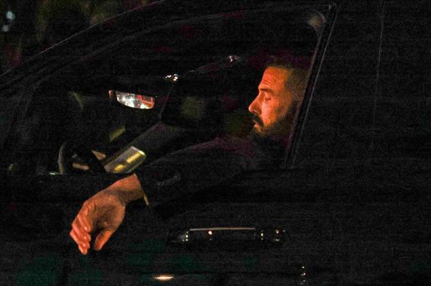 *EXCLUSIVE* Ben Affleck looks shocked while driving home from his office to see the huge fire burning across the street from where he lives in LA!