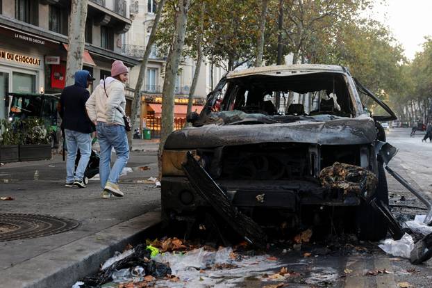 Aftermath of clashes during a national day of protests against the cost of living and rising fuel prices, in Paris