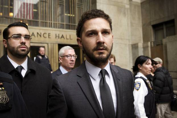 FILE PHOTO --  Actor Shia LaBeouf exits the Manhattan Criminal Courthouse following an appearance in New York
