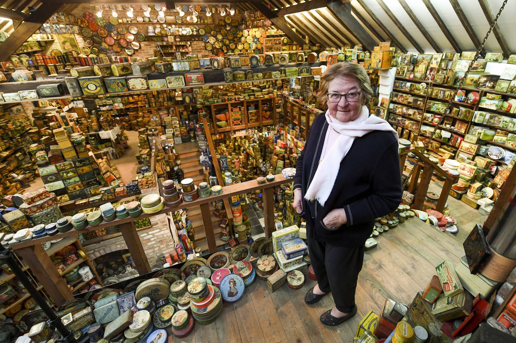 Belgian woman with 58,000 tin boxes, Hannut, Belgium - 12 Apr 2017