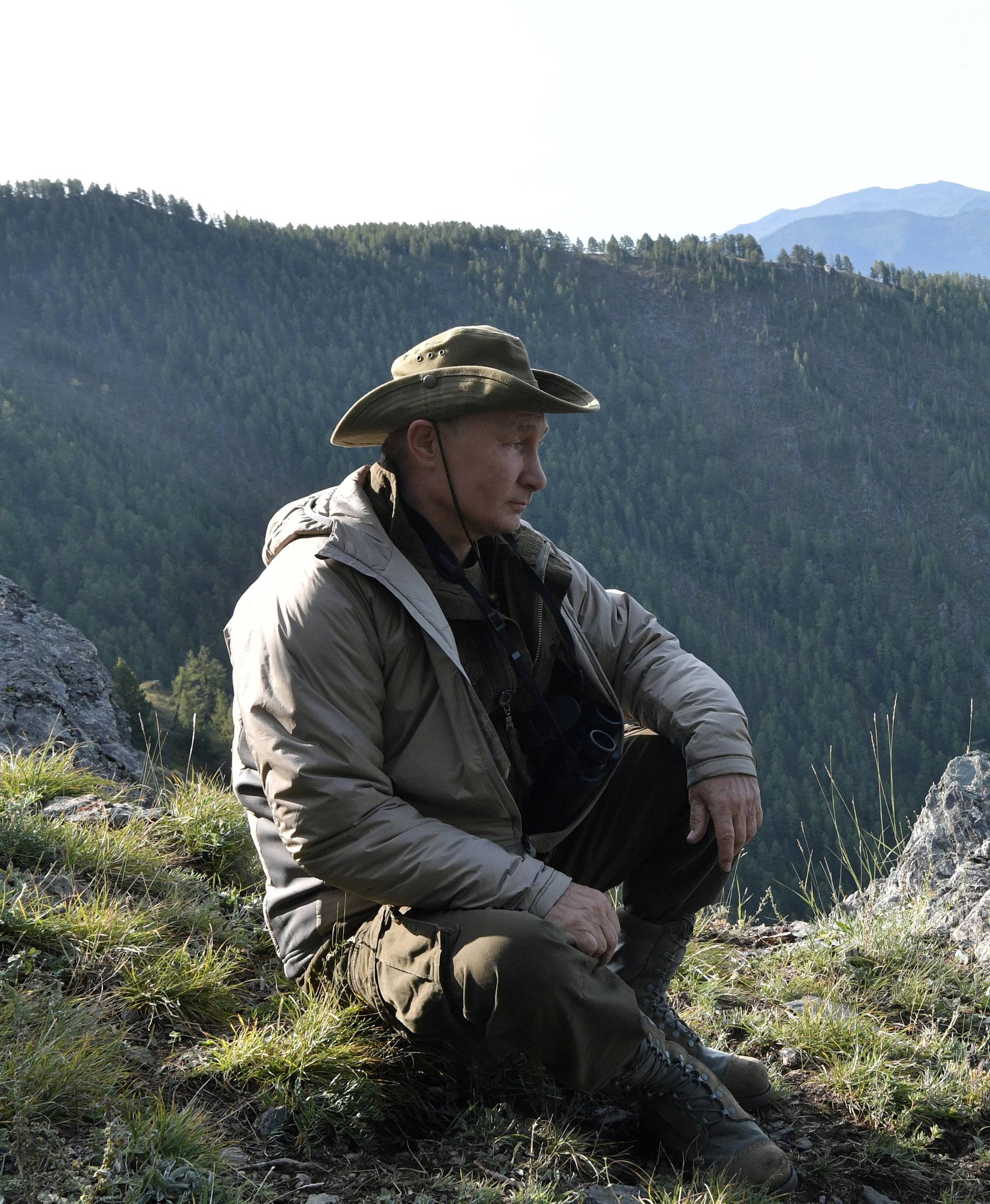 Russia's President Putin is seen during his vacation in the Republic of Tyva