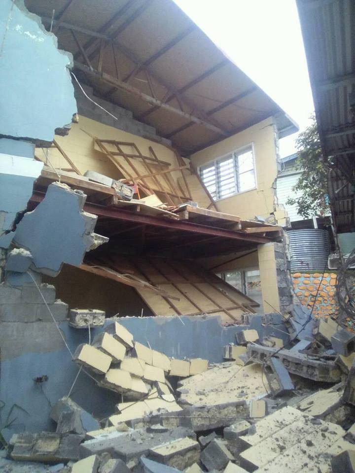 Damaged buildings are seen in Mendi after a powerful 7.5 magnitude earthquake, in this picture obtained from social media