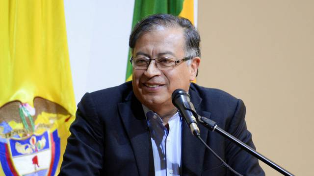 FILE PHOTO: Colombia's President-elect Gustavo Petro addresses the audience at his alma mater Universidad Externado de Colombia, in Bogota