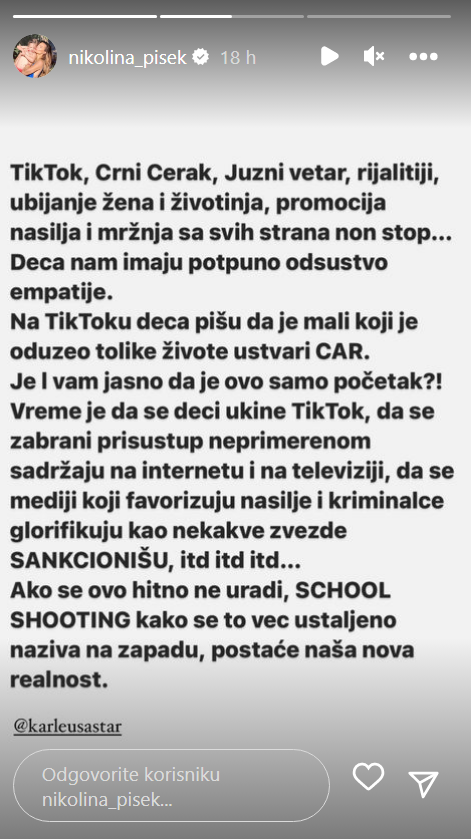 Pišek i Karleuša složne: TikTok, Južni vetar, reality... Vrijeme je da se neke stvari zabrane djeci