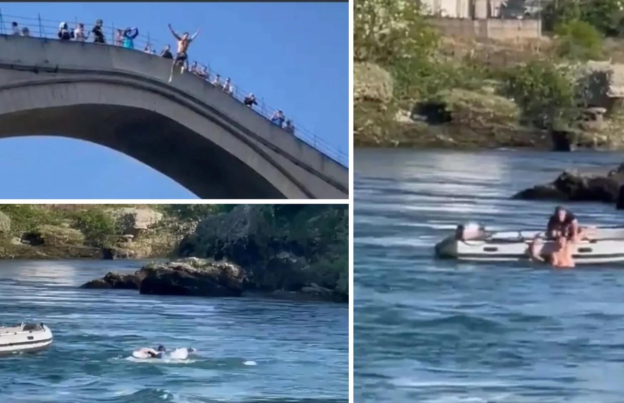 Amerikanac skakao s mosta u Neretvu, pa ga spašavali hrabri Mostarci. Prijatelji sve snimili
