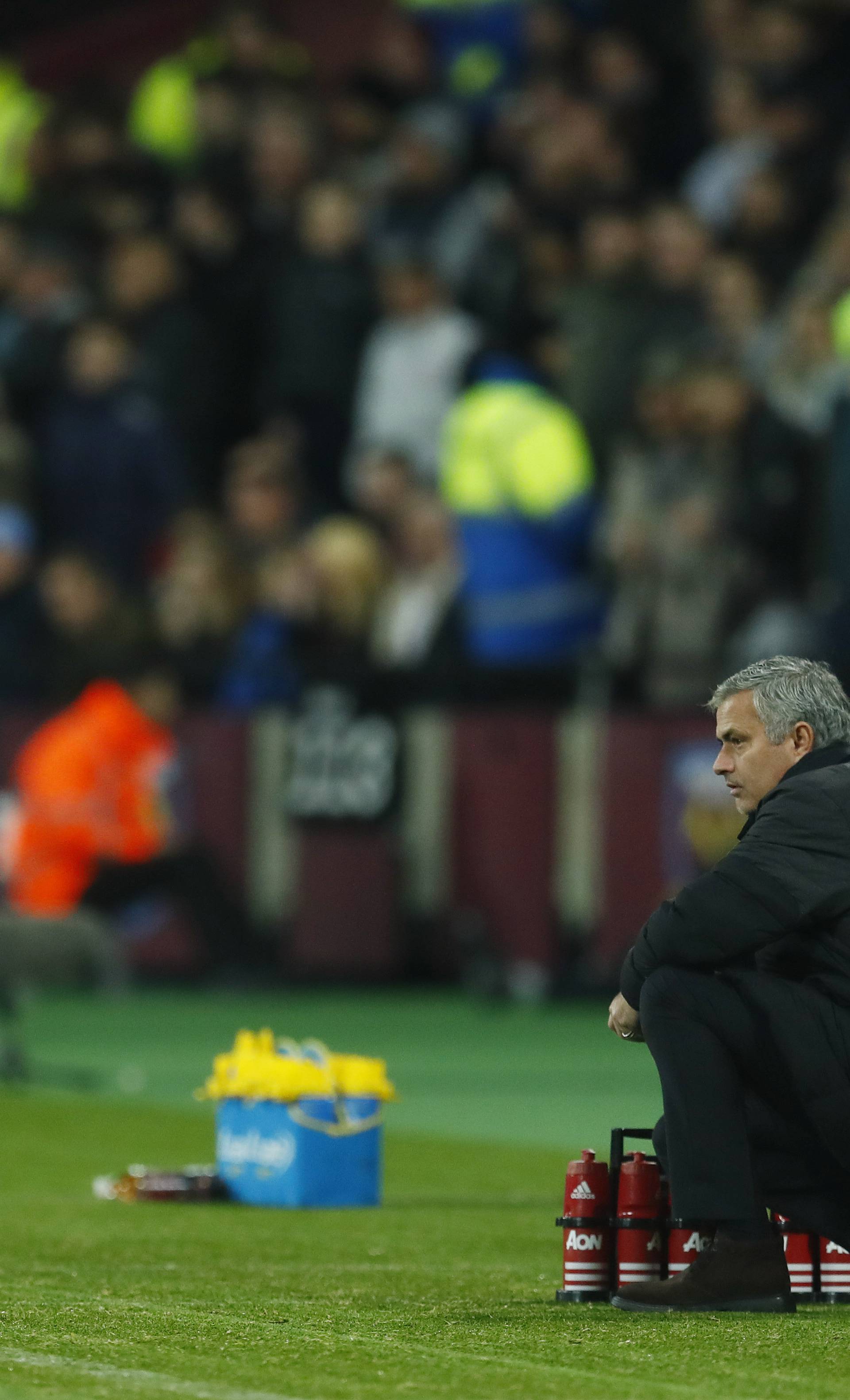 West Ham United manager Slaven Bilic in action with Manchester United manager Jose Mourinho